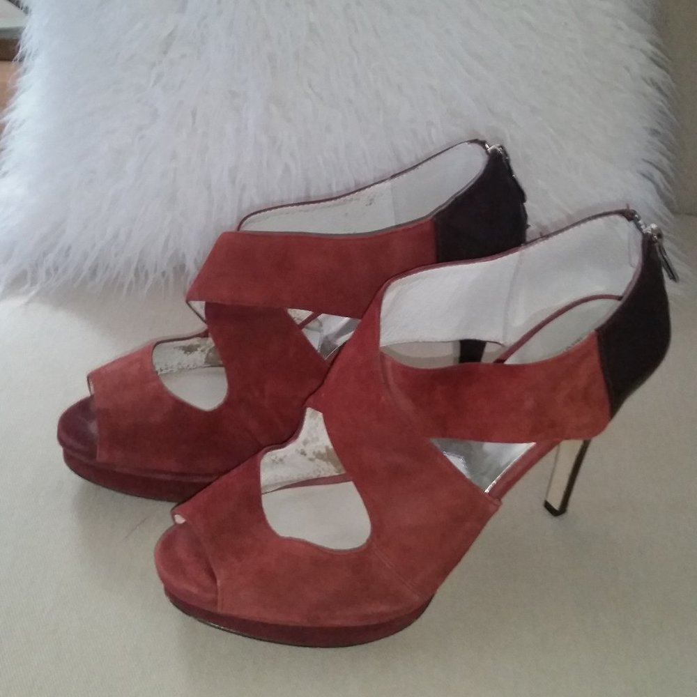 Michael Kors suede and leather cinnamon platform heels